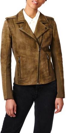 Bernardo Suede Moto Jacket in Olive at Nordstrom Rack, Size Small