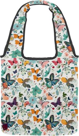 Generic Aesthetic Butterflies Reversible Canvas Shoulder Tote - Double-Sided Print, 12oz Cotton, 27cm Drop, Fold-Flat Bag for Travel, Shopping, Street Outings