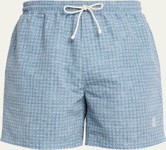 Brunello Cucinelli Mens Flower-Print Nylon Swim Shorts