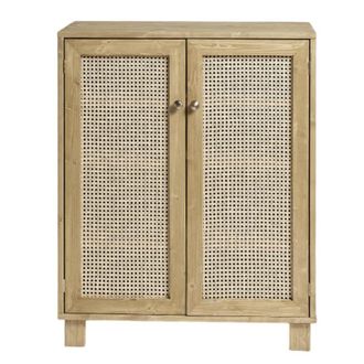 Hannun Mueble zapatero con puertas de mimbre natural de 100 cm