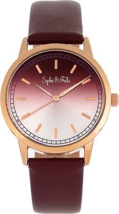 Sophie & Freda San Diego Leather-Band Watch in Maroon at Nordstrom