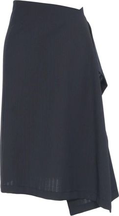 ottod'Ame Elegante Gestreepte Midi Rok - Dames - Midirokken - Zwart - XS - Leer - Rokken
