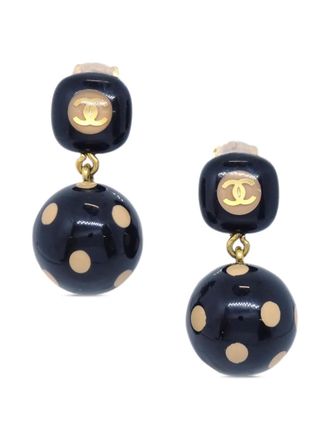 Chanel 2000s polka-dot dangle earrings - Black
