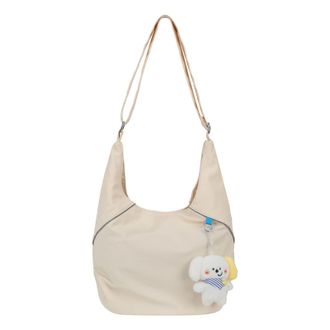 Generic Cymwer Nylon Fashion Shoulder Bag with Pendant Tote Bags for Women Work Shopping(White) (White)