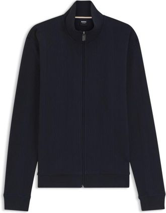 BOSS Cotton-blend jacket with waffle structure