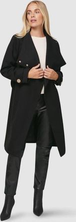 Wallis Petite Funnel Neck Tie Belt Coat in Black at Nordstrom, Size 10P