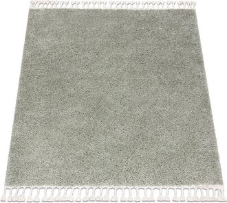 RugsX Rugsx - Alfombra Berber Cuadrado 9000 Verde Franjas Bereber Marroqu&iacute; Shaggy Green 160x160 Cm