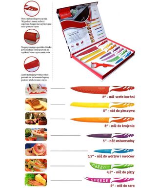 Trade Shop Trade Shop - Set 7 Cuchillos De Cocina De Cer&aacute;mica De Colores M&aacute;s Pelapatatas De Acero Royalty Line