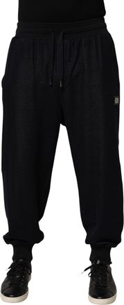 Dolce & Gabbana Black Cotton Blend Drawstring Jogger Jogger Mens Pants