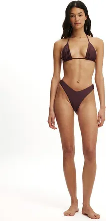 Cotton On Womens Dip Front High Side Brazilian Bikini Bottom in Plum Kiss Shimmer at Nordstrom, Size X-Small