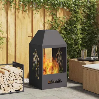 vidaXL Vidaxl - Focolare Nero 50 X 50 X 100 Cm Acciaio Laminato A Freddo