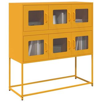 Berkfield Home Sideboard Mustard Yellow 100.5x39x107 cm Cold-rolled Steel