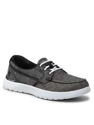Skechers Womens Skechers On-The-GO Flex - Ashore -BKW Black Boat Shoes ZAP2214