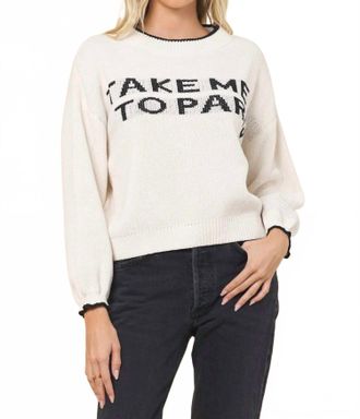 Vintage Havana Take Me To Paris Sweater In Ivory With Black