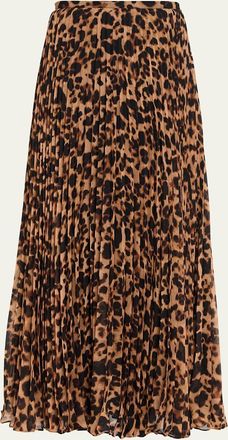 L'agence Torin Leopard Pleated Maxi Skirt