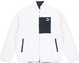 Puma Sherpa Reversible lambs wool Stay Warm Stand Collar Jacket White 530028-01