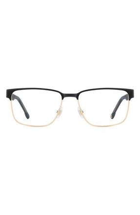 Carrera 56mm Rectangular Optical Glasses in Black Gold at Nordstrom