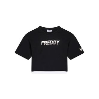 Freddy T-shirt cropped con inserto a contrasto e logo perlato