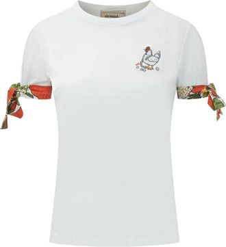 Alessandro Enriquez B.co Ricamo Gallina - Dames - T-shirts - Wit - L - Tops