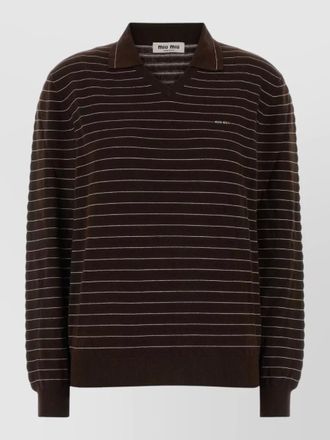 Miu Miu cotton polo shirt v neck stripes