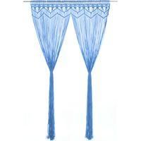 OEM Cortina De Macram&eacute; Azul De 140x240 Cm En Algod&oacute;n - Crezuo