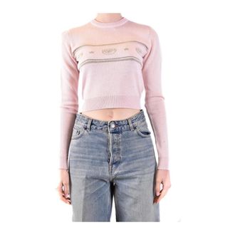 Chiara Ferragni Truien & Vesten, Dames, Roze, M, Wol, Rondgebreide trui