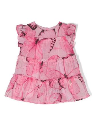 Blumarine All-Over Print Cotton Dress - Pink