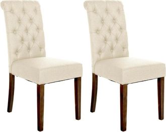 Clp Set de 2 sillas de comedor Lisburn en tela o terciopelo Crema Tela