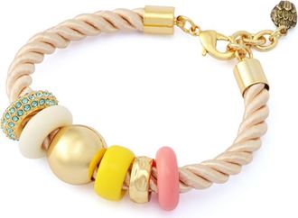 Kurt Geiger Mixed Media Beaded Cord Bracelet in Gold/multi at Nordstrom