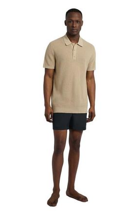 Onia Cotton Textured Knit Polo in Sand at Nordstrom, Size Xx-Large S