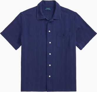 Polo Ralph Lauren Mens Polo Ralph Lauren GD Dobby Cuban Collar Shirt 001 Freshwater - Navy - Size: 38/Regular