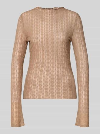 Oh April Longsleeve mit Wellensaum Modell Zahara in Mittelbraun, Gr&ouml;&szlig;e XS