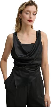 Nanushka Petra Draped Top - Dames - Tops zonder mouwen - Zwart - L - Polyester - Tops