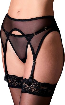 Journelle Odette Classic Mesh Garter Belt in Noir at Nordstrom, Size Medium