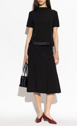 Jil Sander Wool Pleated Skirt, Womens, Black
