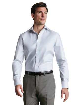 CHARLES TYRWHITT Non-Iron Greenwich Weave Cutaway Shirt in Silver Grey at Nordstrom, Size 16.5 - 34