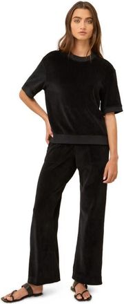 Pact Organic Cotton Pure Velour Wide Leg Pant in Black at Nordstrom, Size Xx-Large 26