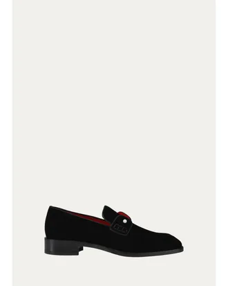 Christian Louboutin Mens Chambelimoc Night Pearl Velvet Loafers