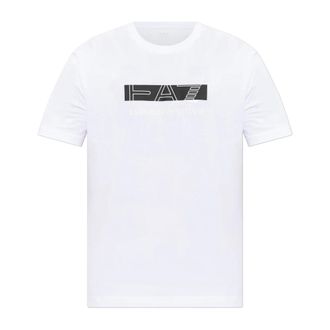 Emporio Armani T-shirt met opgedrukte logo - Heren - T-shirts - Wit - L - Katoen - Tops
