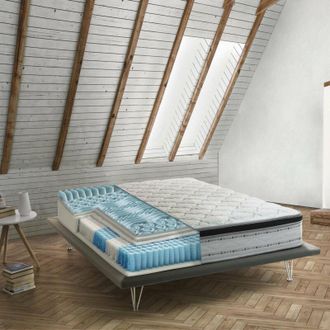 Talamo Italia Dmora - Colch&oacute;n Doble Dmadonn, Revestimiento Desenfundable De Memory Foam+gel Y Muelles Ensacados, 100% Made In Italy, Anti&aacute;caros E Hipoalerg&eacute;nico, 16