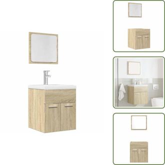 vidaXL The Living Store Set Mobili da Bagno 2 pz Rovere Sonoma in Legno Multistrato - Armadi da bagno