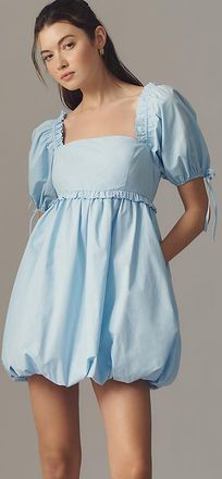 English Factory Puff-Sleeve Square-Neck Bubble Mini Dress