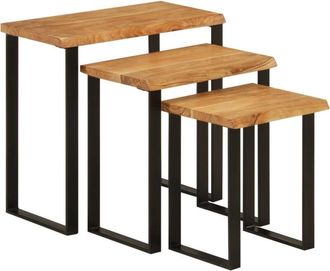 vidaXL Vidaxl - Nesting Tables 3 pcs with Live Edge Solid Wood Acacia