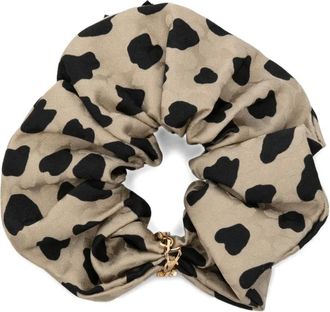 Saint Laurent Zijden scrunchie met luipaardprint - Beige