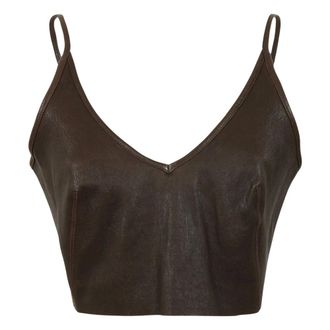 Rick Owens Crop top met V-hals - Dames - Tops - Bruin - Maat: L Katoen