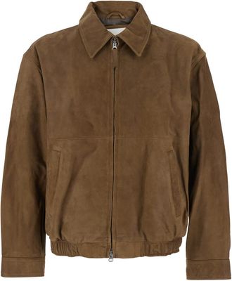 Dunst Beige Jacket With Two Front Pockets And Distressed Effect In Suede Man