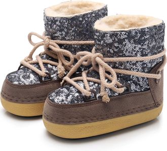 Generic Womens Platform Snow Boots Winter Faux Fur Lining Skiing Duck Boots Waterproof Mid Calf Ankle Booties(Khaki,4.5)