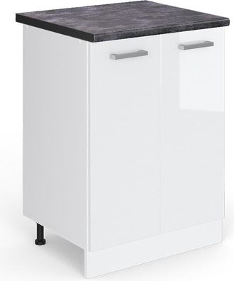 Vicco Mueble Bajo De Cocina R-line, Blanco Alto Brillo, 60 Cm, Et Antracita