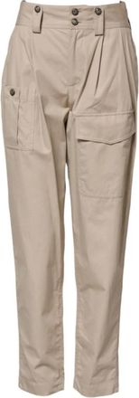 Dolce & Gabbana Beige Katoenen Tapered Broek - Dames - Slim Fit Broeken - Beige - 2XL - Katoen - Broeken