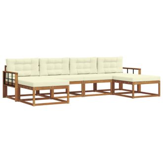 vidaXL Conjunto De Sof&aacute;s De Exterior Con Coj&iacute;n 6 Pcs Natural Y Crema Vidaxl